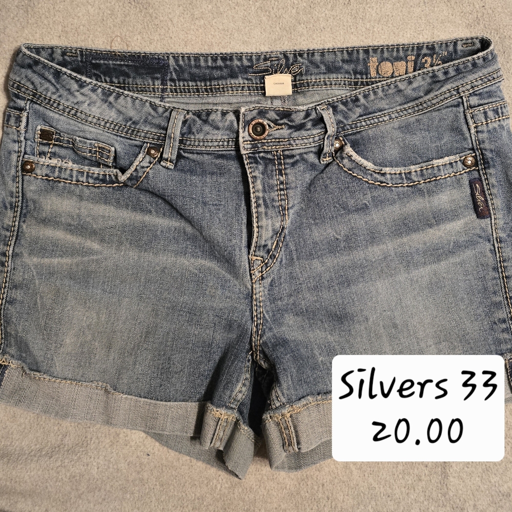 Silver Jeans Blue Jean Shorts with Distressed Finish